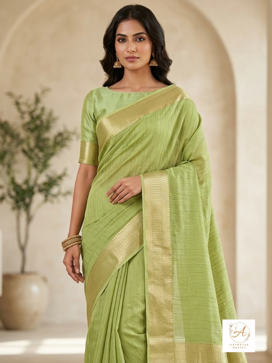 Pure Crushed Tissue Silk Saree — Style III