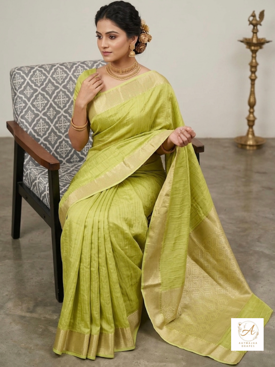 Pure Crushed Tissue Silk Saree — Style I