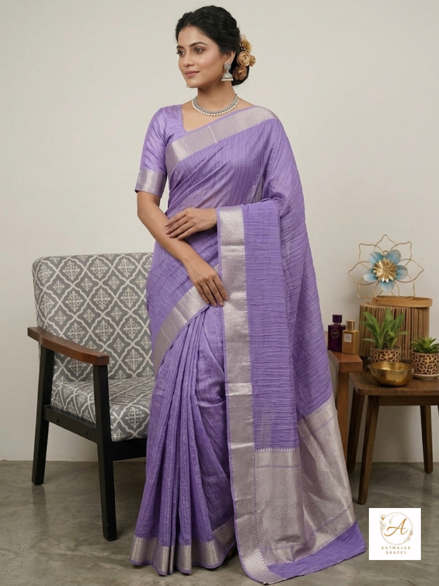 Pure Crushed Tissue Silk Saree — Style II