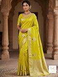 Yellow Banarasi Katan Silk Saree